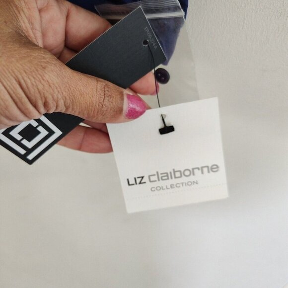 Liz Claiborne Shirt Blouse Women Size L Blue Long Sleeve Pockets Hidden Buttons - Picture 7 of 9